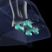 Cutaway view of teal reflexology rollers pressing the soles of both feet in the Infinity Sensation 4D DualFlex footwell