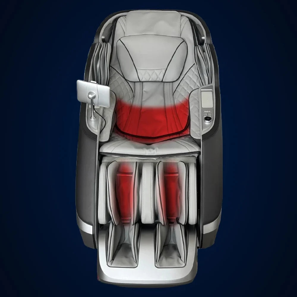 Red heat zones glowing across the lower back and calf areas of the Infinity Sensation 4D DualFlex front view