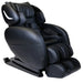 Black leather Infinity Smart Chair X3 Recliner at a front angle showing headrest, arm troughs and open leg rest