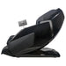 Left profile of the Infinity Ultra Imperial Chair in black showing glossy shell, suede side panel and tablet arm