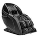 Angled view of the black Infinity Massage Chairs Palisade 4D Max with tablet arm, calf modules and diamond stitching