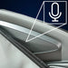 Microphone icon pointing to the perforated voice pickup strip on the Infinity Massage Chairs Sensation 4D DualFlex Massage Chair arm