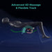 Diagram of the Infinity Serenza Flex 4D flexing track with roller mechanism tracing a wireframe body from neck to glutes