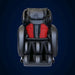 Red glowing lower back heat zone shown on the front of the black Infinity Smart Chair X3 seat and backrest