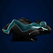 Teal wireframe body with highlighted spine stretched in the reclined Infinity Smart Chair X3 Zero Gravity Massage Chair