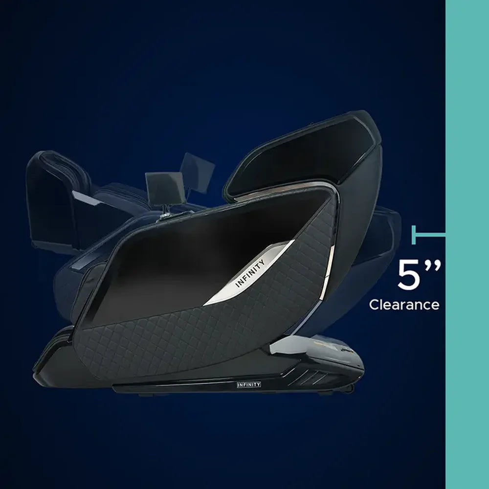 Five-inch clearance measurement between the wall and the reclined Infinity Sovana 4D DualPro