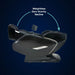 Curved arrow tracing the weightless recline motion of the reclined Infinity Sovana 4D DualPro
