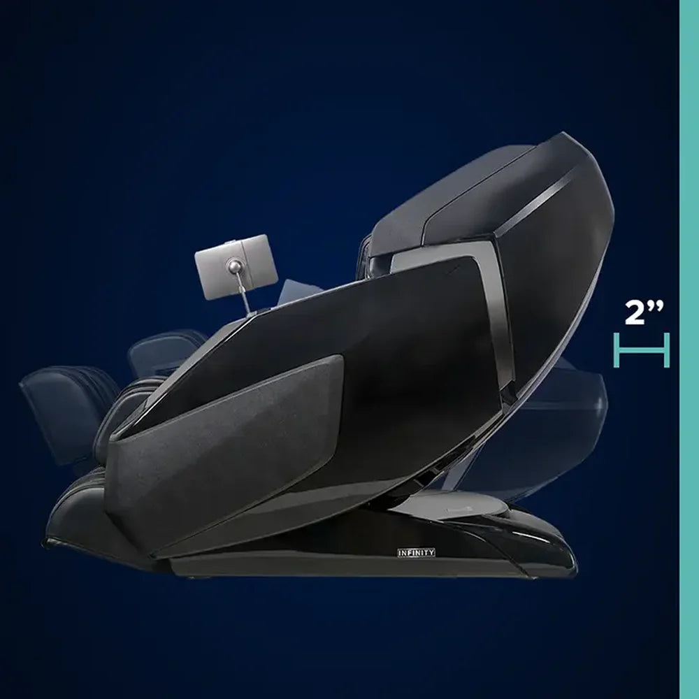 Side diagram with 2-inch wall clearance callout as the Infinity Ultra Imperial Massage Chair reclines
