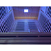 Ceiling LED light, backrest and side heater walls seen inside the Blisspod Milano Indoor Sauna cabin