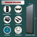 Box contents icons for remote, sunglasses, stand, cord, certificate and manual with the JKG Industries LLC 1216 Infrared LED Panel