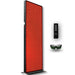 Angled studio view of the illuminated JKG Industries LLC 1216 Full Body Light Therapy Device with remote and sunglasses