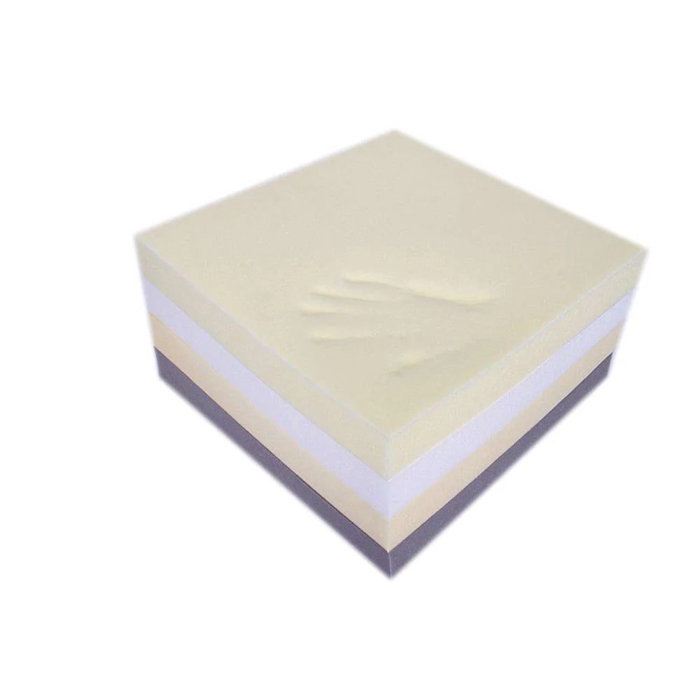 Hand impression in the layered slow rebound memory foam mattress used in the Oxyrevo Forward90 Hyperbaric Chamber