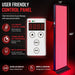 Close-up of the LCD timer control panel and RED and NIR buttons on the EXESAS Full Body LED Red Light Therapy Panel