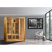 Hemlock cabin of the Maxxus Bellevue 3 Person Sauna set in a grey modern room with chair and large windows