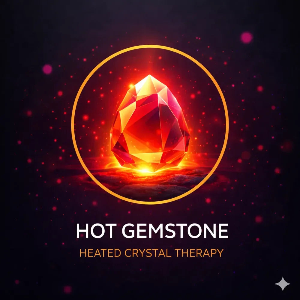 Hot gemstone heated crystal modality badge from the Tsb360 Longevity Bed Therapy & Recovery Bed feature set