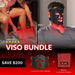 Viso Bundle graphic joining the LED mask with an 11 by 11 inch small Lumara Pad Light Therapy unit
