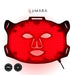 Straight on white background hero of the Lumara VISO Red Light Therapy Mask fully illuminated