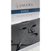 Close up of the geometric silicone face and cutouts on the Lumara VISO Face Mask in its box