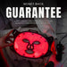 Hands holding a lit Lumara VISO Face Mask under money back guarantee and two year warranty text