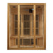 Straight-on front view of the Maxxus Bellevue 3-Person Low EMF FAR Sauna with glass door, bench and heater panels