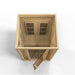 Elevated view of the Maxxus Seattle 2 Person Low EMF Far Infrared Sauna with the glass door open showing bench and heaters