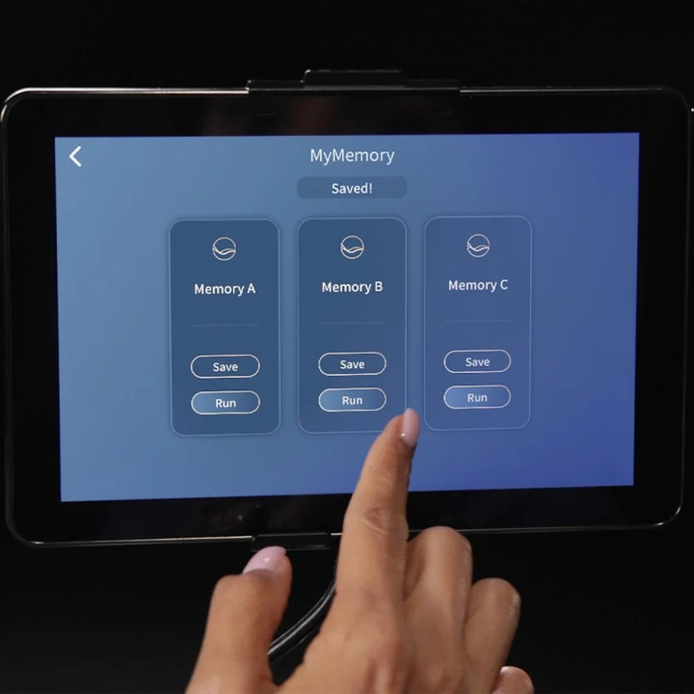 Finger tapping Run on the MyMemory save screen of the Infinity Massage Chairs Palisade Pro 4D Massage Chair tablet