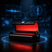 Raised lid on Kore ELITE Red Light Therapy Beds with blue holographic data panels hinting at software upgrades