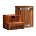 Ora Ice Bath red cedar barrel cold plunge tub and cedar chiller steps on a white background