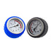 Blue and black aviation-grade pressure gauges supplied with the OxyRevo Apex36 Hyperbaric Chamber