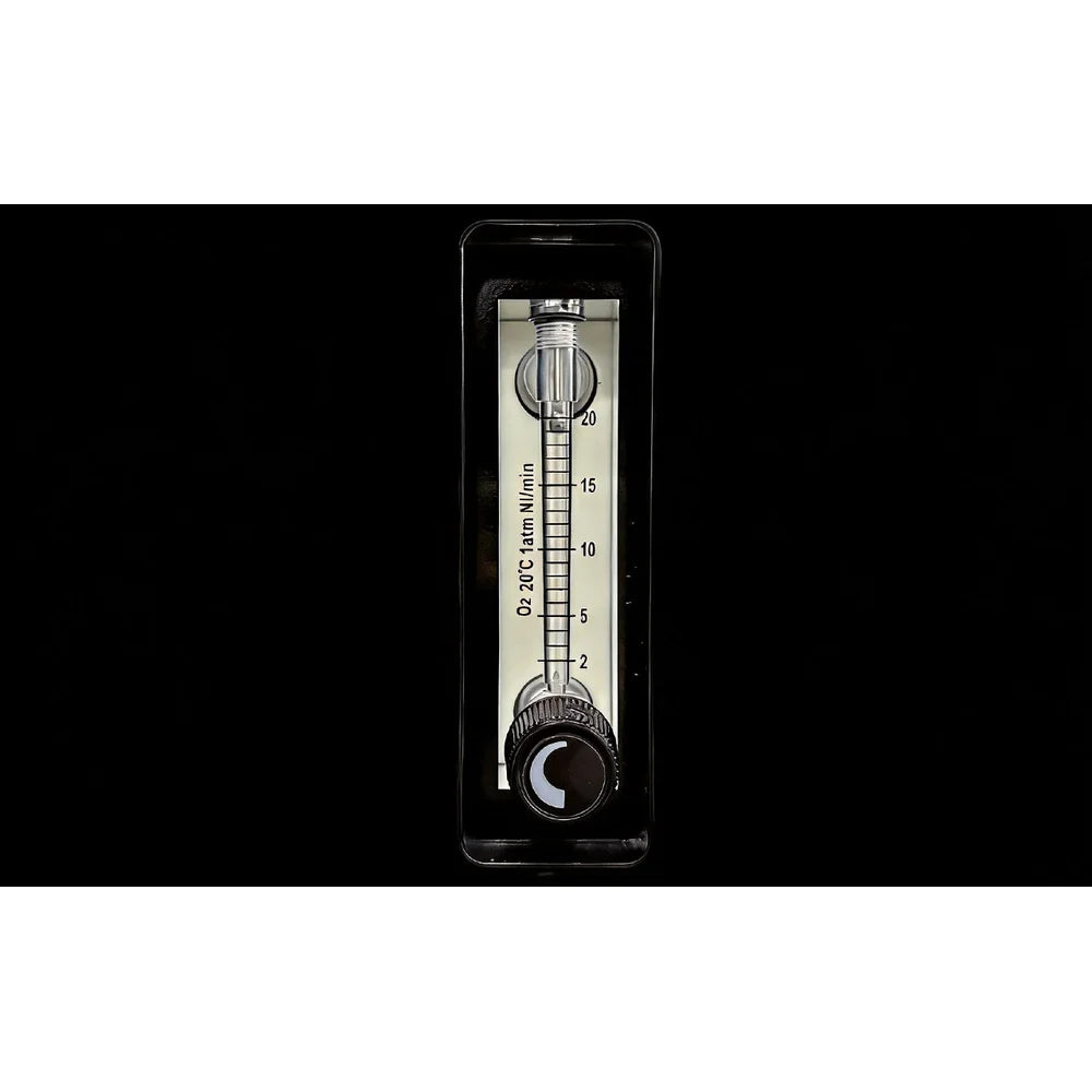 Flow meter tube reading up to 20 Nl/min on the optional concentrator for the OxyRevo Quest30 Hard Shell Hyperbaric Chamber