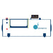 Vector side diagram of the OxyRevo Quest30 Hyperbaric Chamber marking window, valves, wheels and top control panel