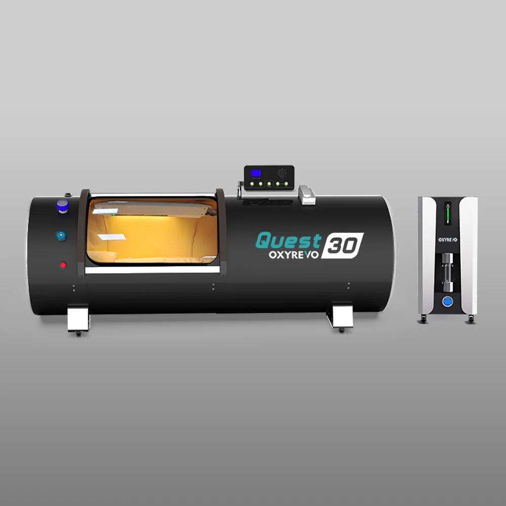 Black Quest 30 chamber paired with the white all-in-one operating machine, the complete OxyRevo Quest30 system