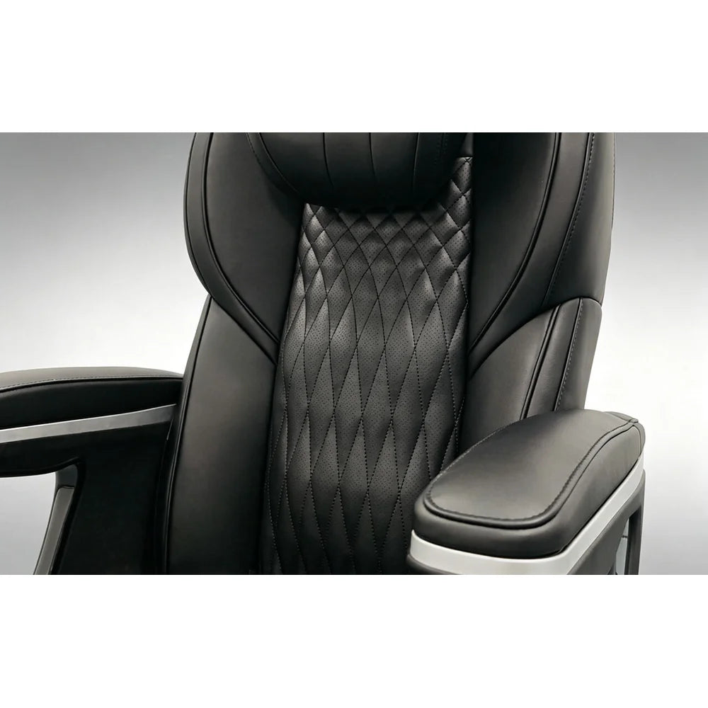 Perforated diamond-quilted massage backrest of the luxury power chair for the OxyRevo Space60