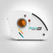 Flat side view of the OxyRevo Space60 Sitting Hyperbaric Chamber with porthole and red emergency buttons