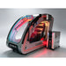 Silver OXYREVO Space60 Pro Oxygen Chamber with open door, glowing red light panel and matching operating unit