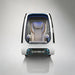 Front doorway render of the OXYREVO Space60 Pro 2.0 ATA Hyperbaric Chamber showing the cream quilted recliner