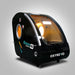 Black shell OxyRevo Space60 seen from the opposite angle with interior lighting through the window