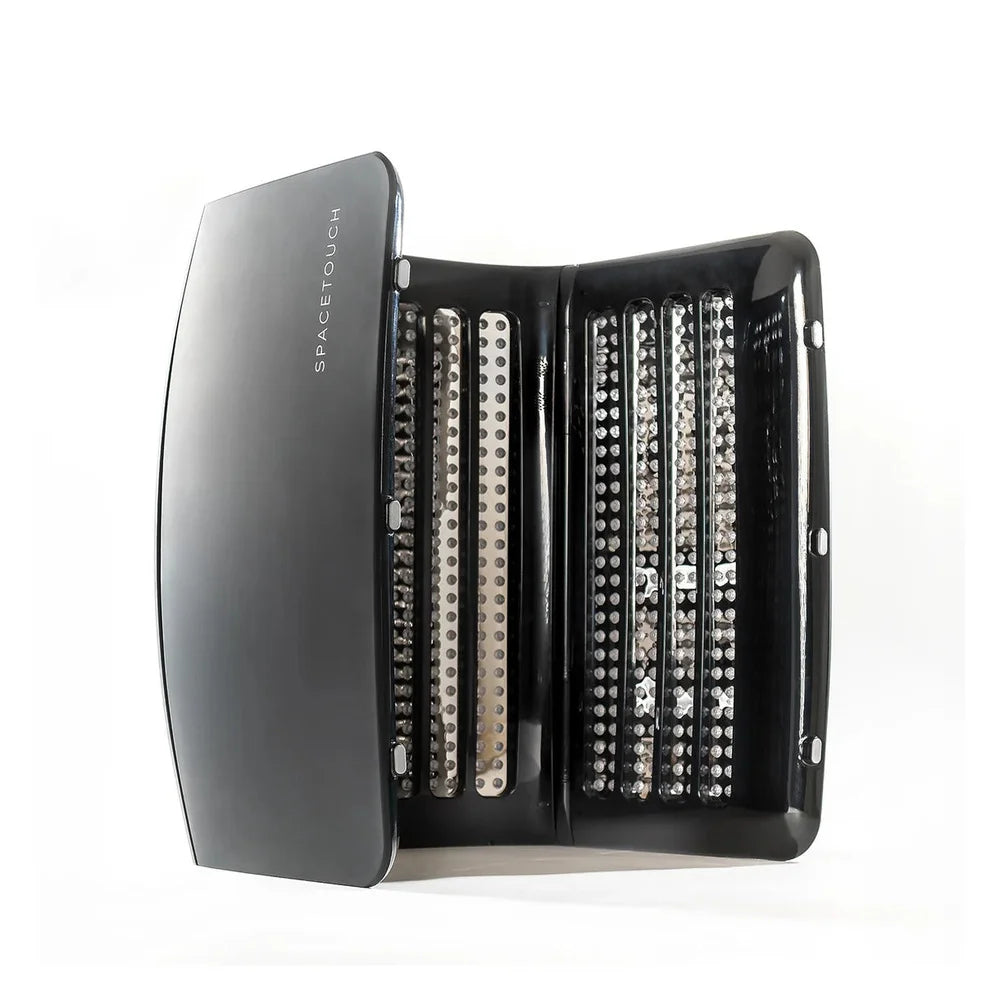 Hinged wings and unlit diode strips revealed as the Galaxy Zero Atlas Full Body LED Therapy unit opens