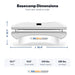 Dimensions diagram of the white Peak Muscle Recovery Basecamp Red Light Therapy Bed with length, height, width, tunnel height and weight capacity