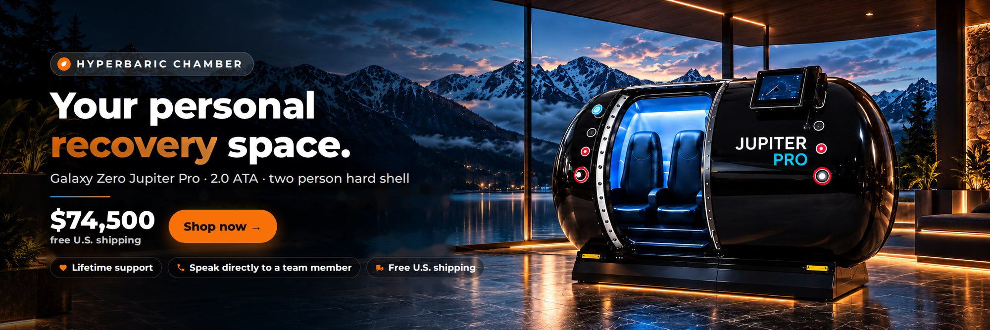 Galaxy Zero Jupiter Pro two person 2.0 ATA hyperbaric chamber, $74,500. Shop now