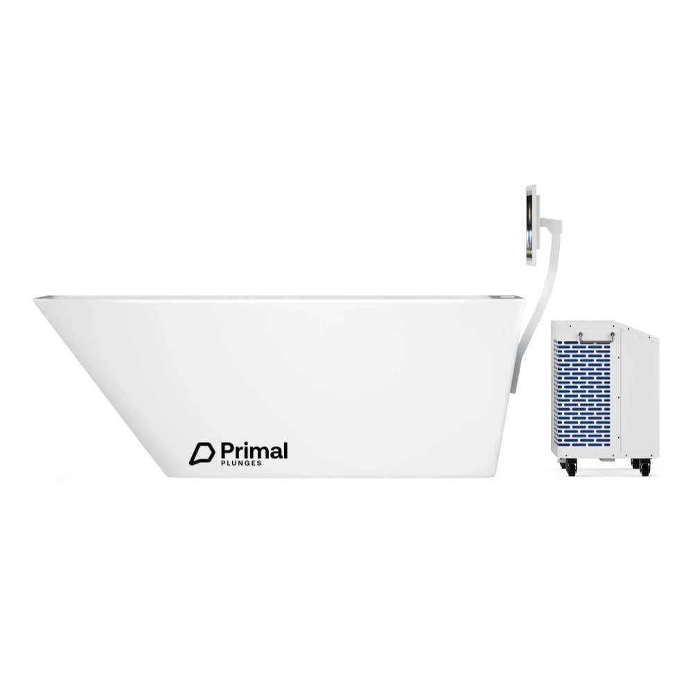 Primal Plunges Whiteout cold plunge with chiller and touchscreen