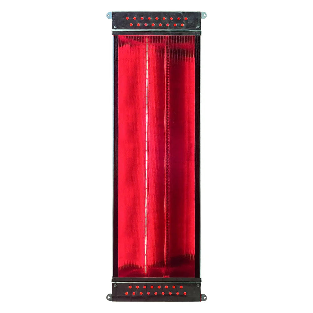 Standalone glowing red glass heater unit supplied with the Blisspod Milano Full Spectrum Sauna