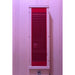 Perforated red glass full spectrum heater fitted in the front wall of the Blisspod Milano Hemlock Sauna