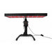 RevitalCore Apex Red Light Therapy Panel tilted flat overhead on its motorized column stand with lit red and white diodes