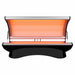 Front view of the RevitalCore Ascend M4 Full-Body Light Bed with canopy raised and red LED panels lit