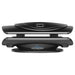 Closed side profile of the Elevate by RevitalCore Elevate M7 Light Bed with sculpted black shell and lid touchscreen