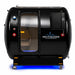 Front view of the RevitalCore Summit Hyperbaric Chamber showing the sliding door, interior seat and side pressure gauge