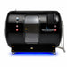 Front elevation of the RevitalCore Summit Duo Plus Hyperbaric Chamber showing the sliding entry door, gauges and touchscreen panel