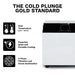 Chiller graphic marking the 32F to 107F range, quiet cooling and two-phase filtration on the Revive Acrylic Plunge