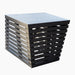 Revive Plunge Chiller Cover photographed from the front corner, showing evenly spaced slats and flat deck top